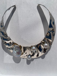 Sterling silver pearl collar