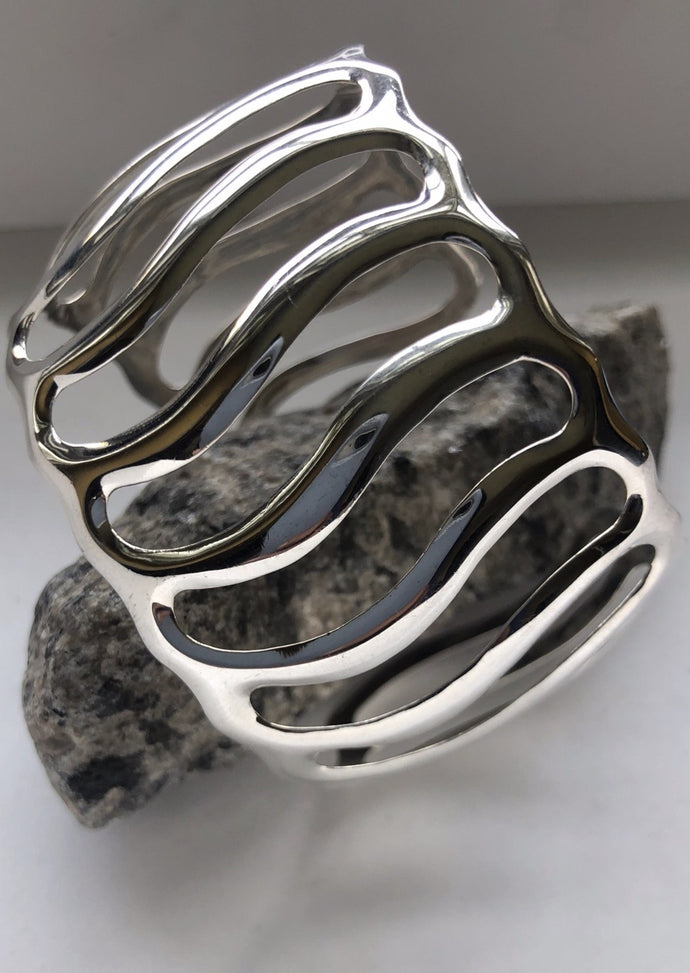 Open Wave Sterling Silver Cuff Bracelet