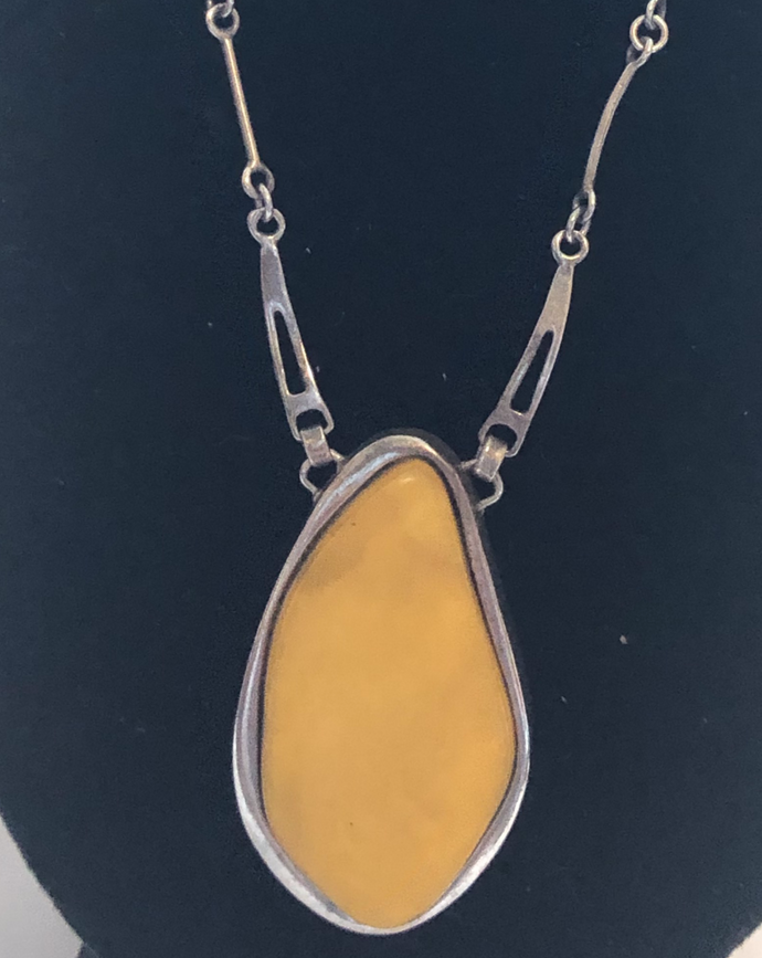 Royal Amber Nugget Pendent & Chain