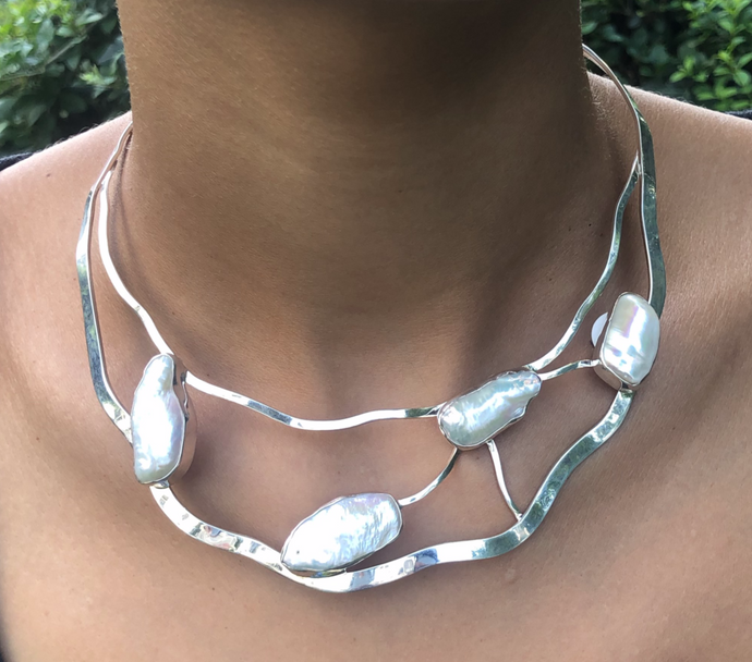 Pearl & Sterling Silver Neckwire