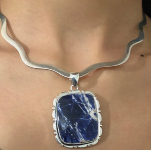 Sodalite and Sterling Silver Pendant