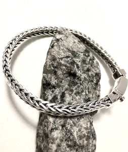 8 inch Woven Sterling Silver Bracelet