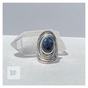 Lapis Ring Wrapped In Sterling Silver